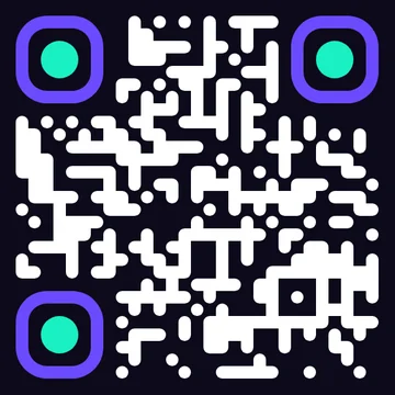 Branded QR code with a color gradient, made for a business card