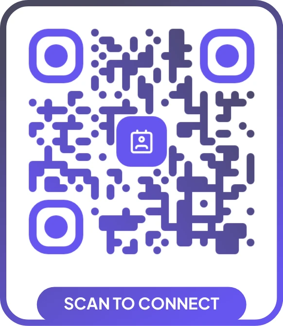 Custom business card QR code with brand colors and a contact-card icon, made with the free LNX QR code generator