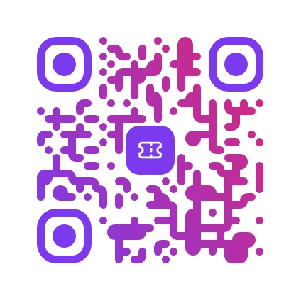 Events QR code example with a gradient design and a ticket icon — free LNX QR code generator
