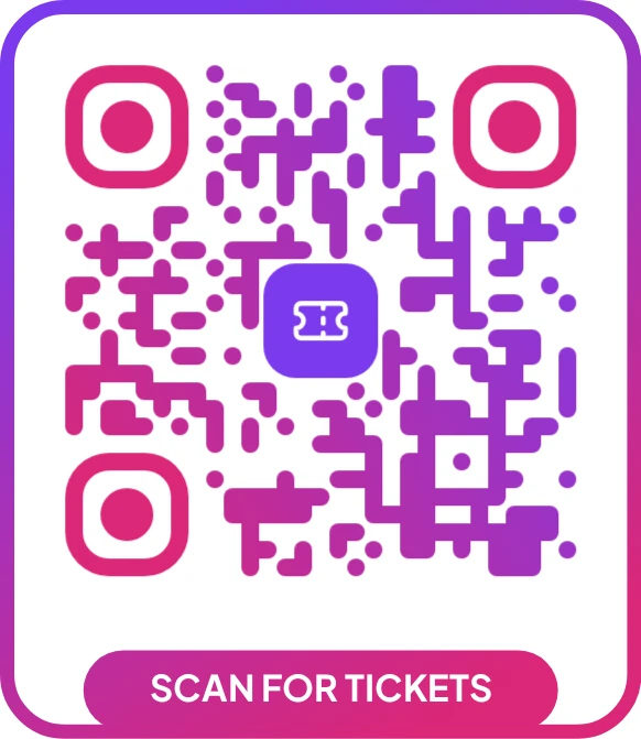 Custom events QR code with brand colors and a ticket icon, made with the free LNX QR code generator