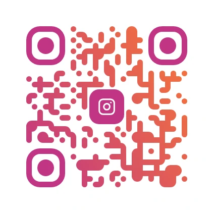 Instagram QR code example with a gradient design and a camera icon — free LNX QR code generator