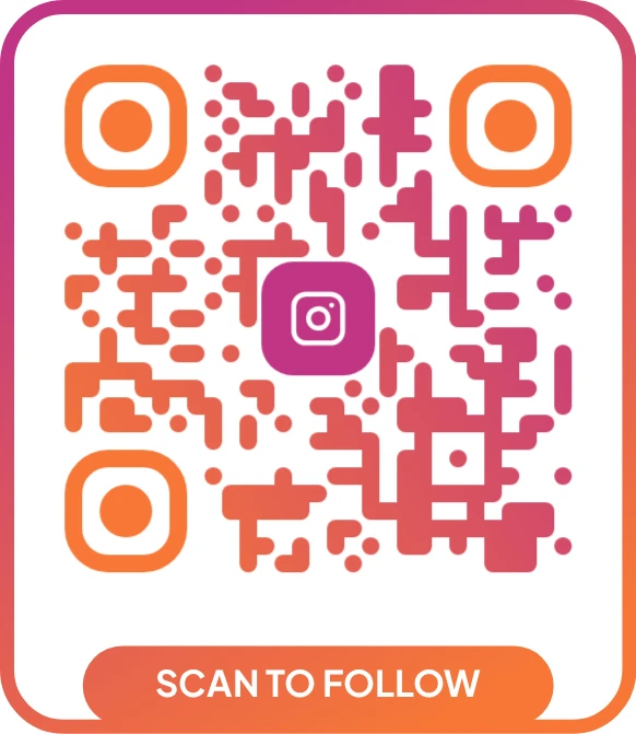 Custom Instagram QR code with brand colors and a camera icon, made with the free LNX QR code generator
