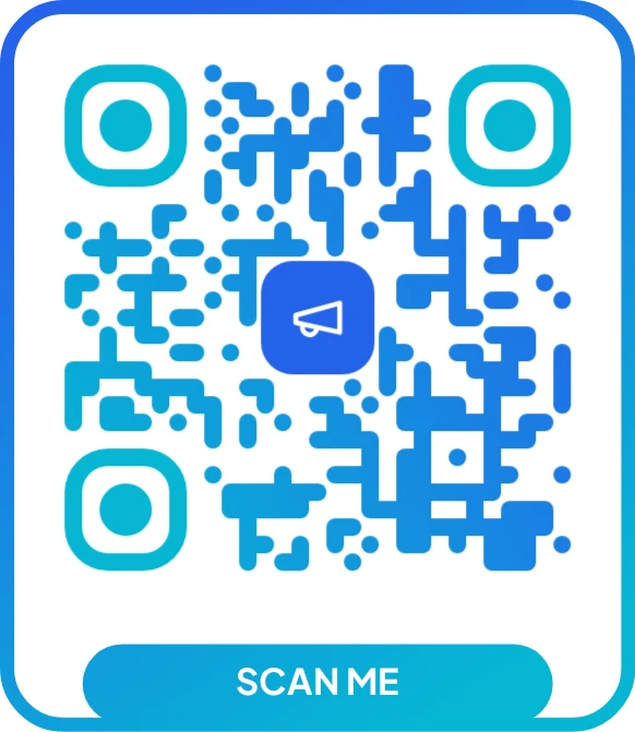 Custom posters and flyers QR code with brand colors and a megaphone icon, made with the free LNX QR code generator