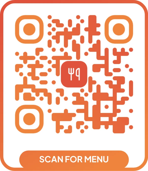 Custom restaurant menu QR code with brand colors and a fork-and-knife icon, made with the free LNX QR code generator