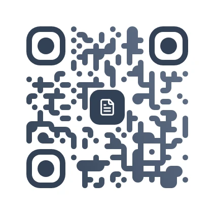 Resume QR code example with a gradient design and a document icon — free LNX QR code generator