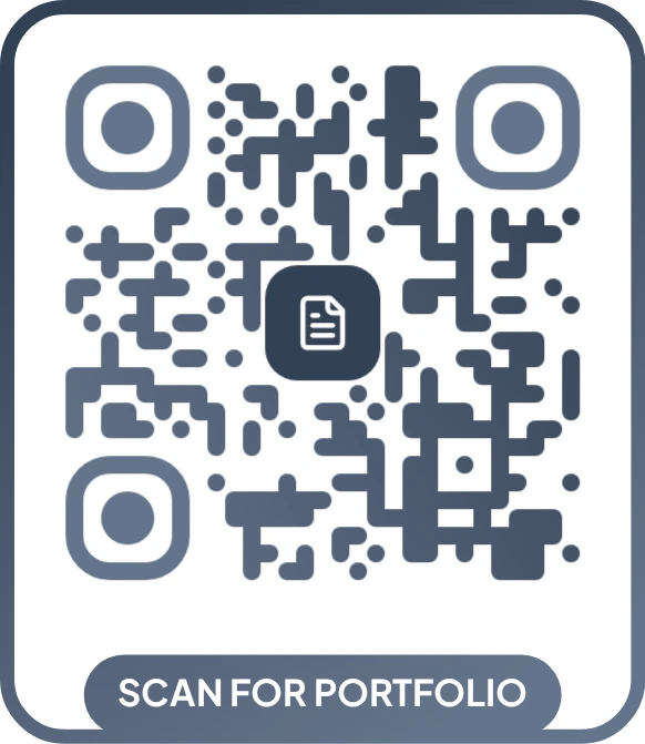 Custom resume QR code with brand colors and a document icon, made with the free LNX QR code generator