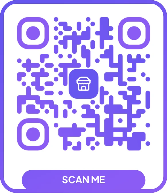 Custom small business QR code with brand colors and a storefront icon, made with the free LNX QR code generator