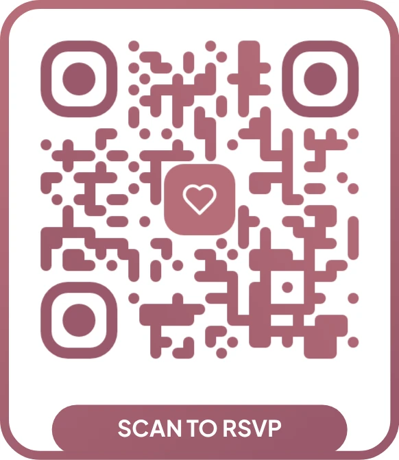 Custom wedding QR code with brand colors and a heart icon, made with the free LNX QR code generator